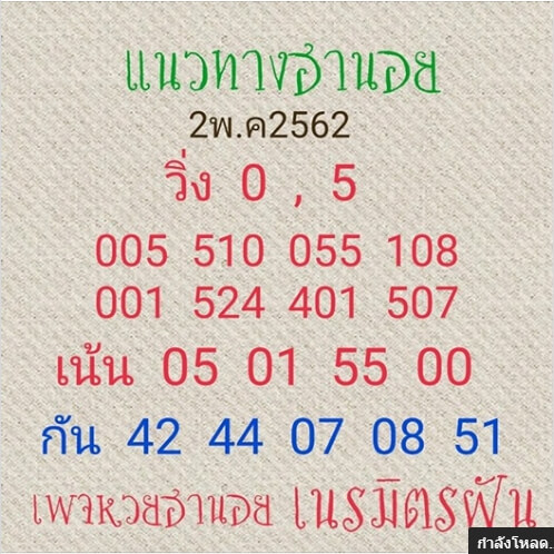 หวยฮานอย 2/5/62 10