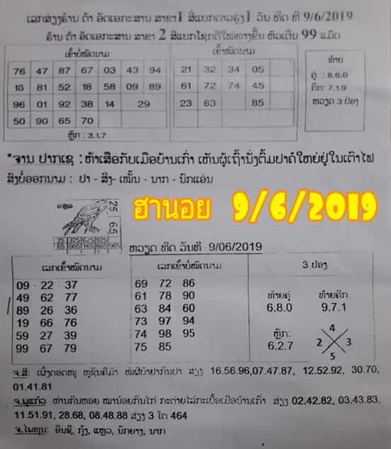 หวยฮานอย 9/6/62 2