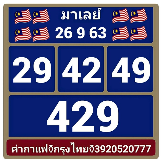 หวยมาเลย์ 26/9/63 ชุดที่ 10