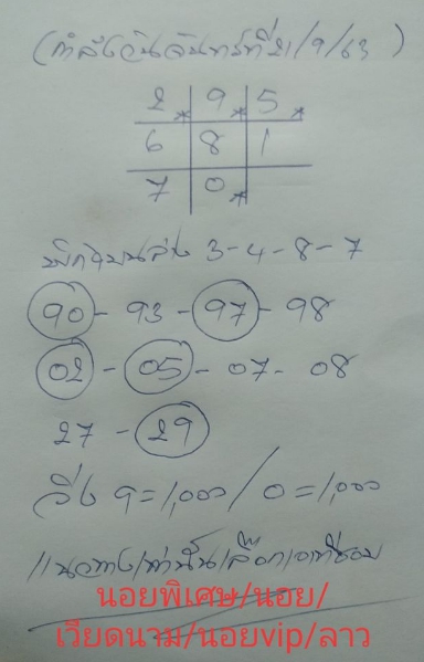 หวยลาว 21/9/63 ชุดที่ 5