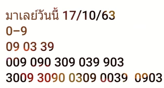 หวยมาเลย์ 17/10/63 ชุดที่ 1