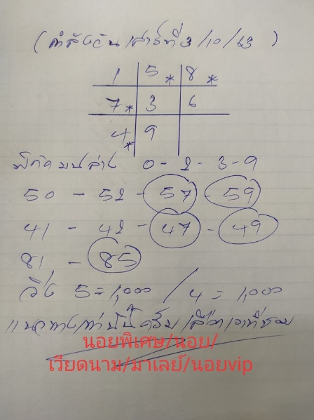 หวยมาเลย์ 3/10/63 ชุดที่ 2
