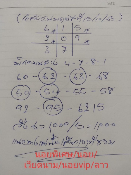 หวยฮานอย 15/10/63 ชุดที่ 9