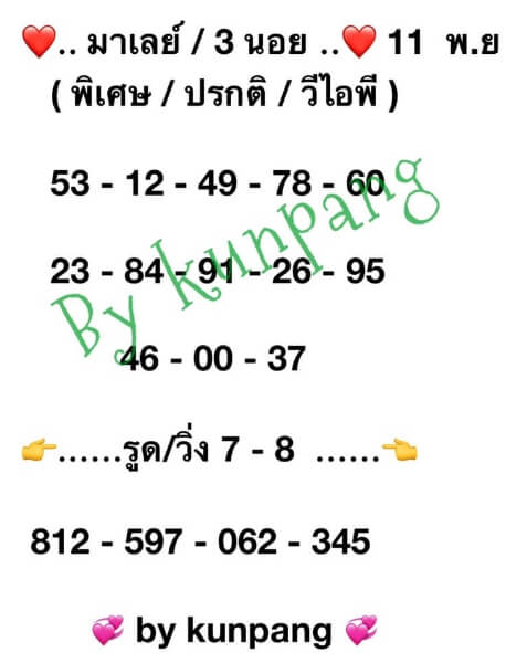 หวยมาเลย์ 11/11/63 ชุดที่ 3