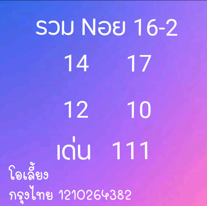 หวยฮานอย 16/2/64 ชุดที่ 1