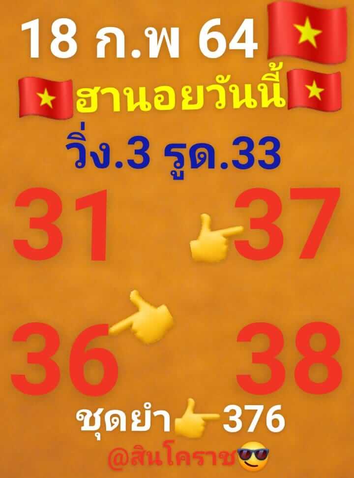 หวยฮานอย 18/2/64 ชุดที่ 10