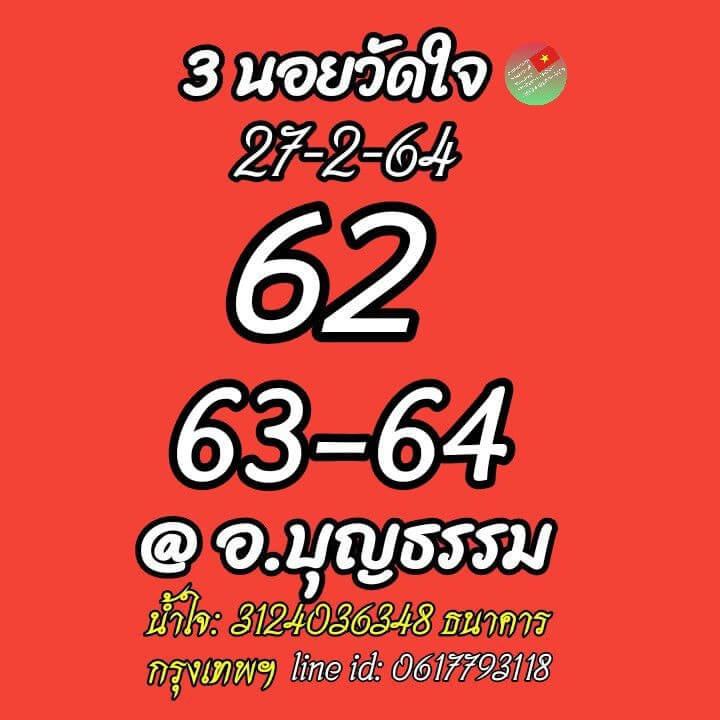 หวยฮานอย 27/2/64 ชุดที่ 12