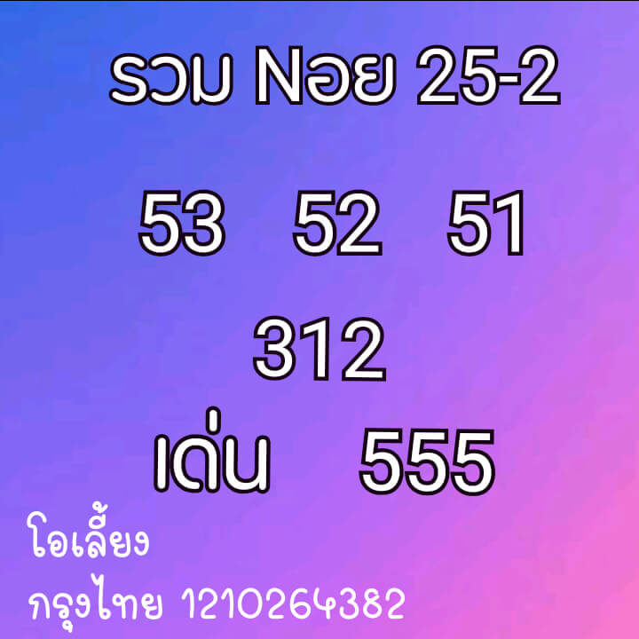 หวยฮานอย 25/2/64 ชุดที่ 1