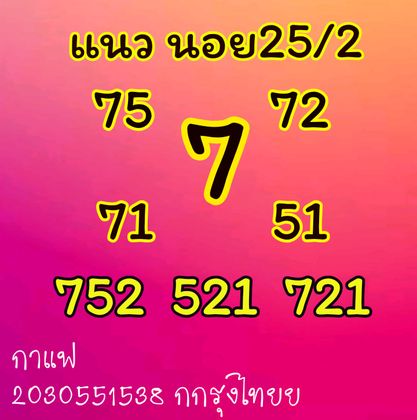 หวยฮานอย 25/2/64 ชุดที่ 2