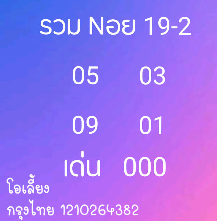 หวยฮานอย 19/2/64 ชุดที่ 10