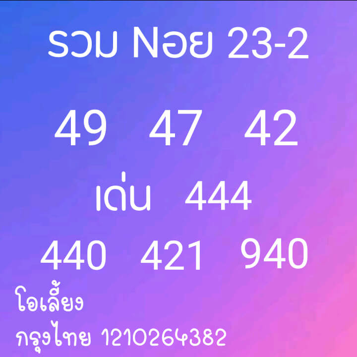 หวยฮานอย 23/2/64 ชุดที่ 2