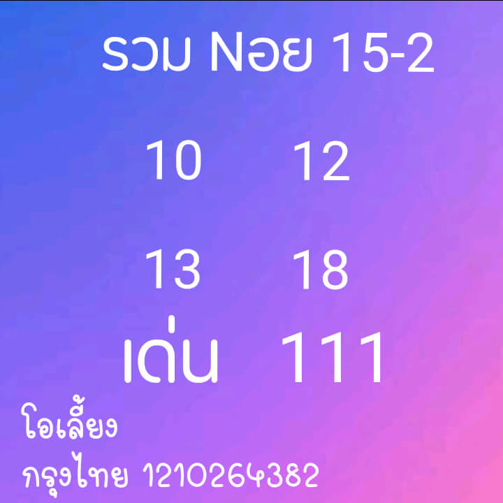 หวยฮานอย 15/2/64 ชุดที่ 10