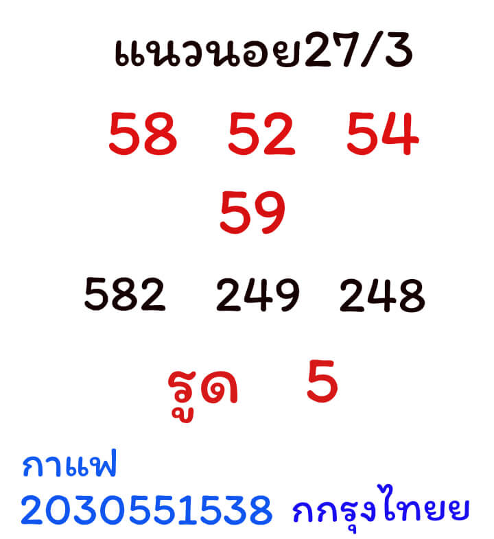 หวยฮานอย 27/3/64 ชุดที่ 10