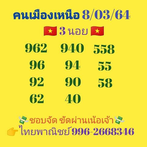 หวยฮานอย 8/3/64 ชุดที่ 11