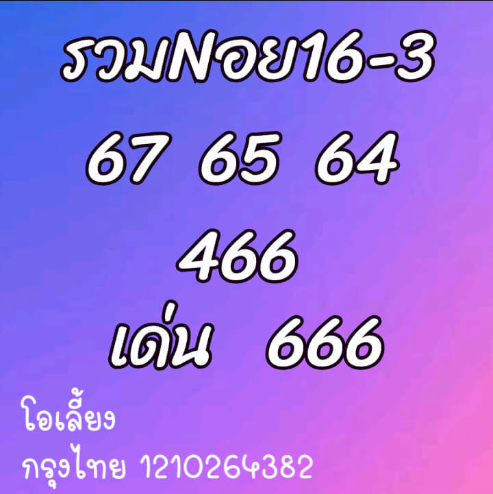 หวยฮานอย 16/3/64 ชุดที่ 2