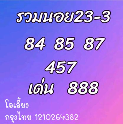 หวยฮานอย 23/3/64 ชุดที่ 3