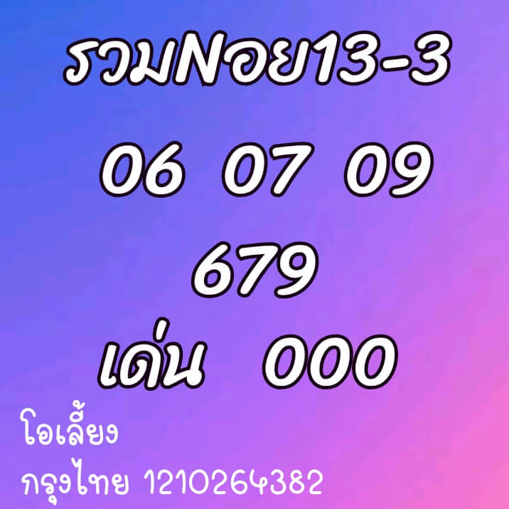 หวยฮานอย 13/3/64 ชุดที่ 6