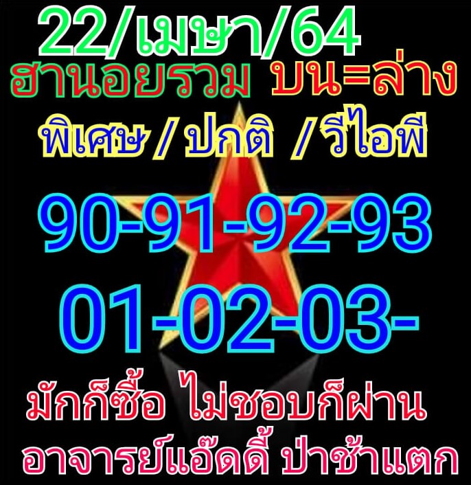 หวยฮานอย 22/4/64 ชุดที่ 1