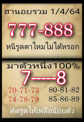 หวยฮานอย 1/4/64 ชุดที่ 2