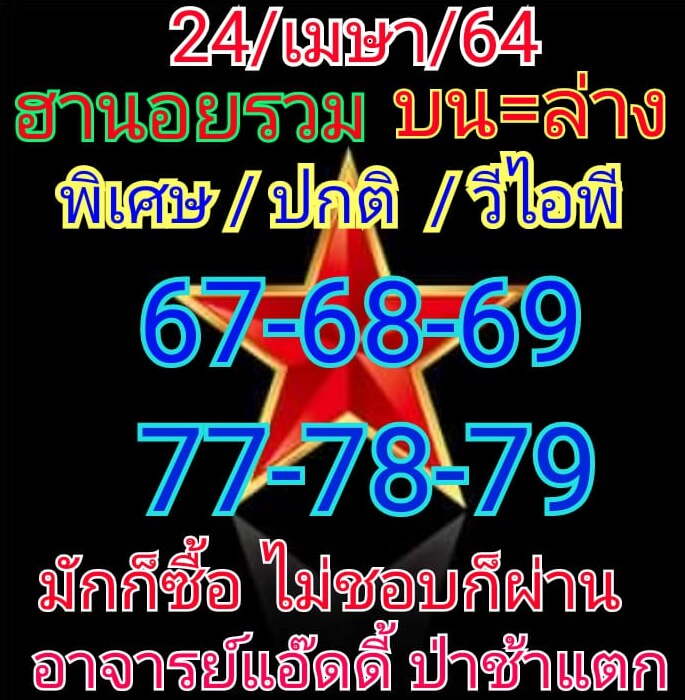 หวยฮานอย 24/4/64 ชุดที่ 2