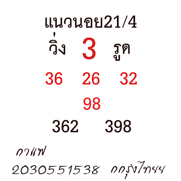 หวยฮานอย 21/4/64 ชุดที่ 8