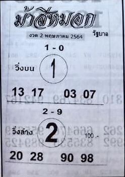 หวยม้าสีหมอก 2/5/64