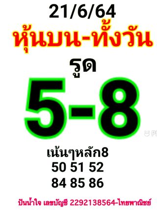 หวยหุ้น 21/6/64 ชุดที่ 1