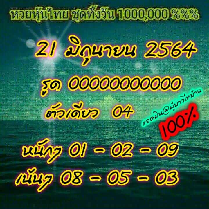 หวยหุ้น 21/6/64 ชุดที่ 7