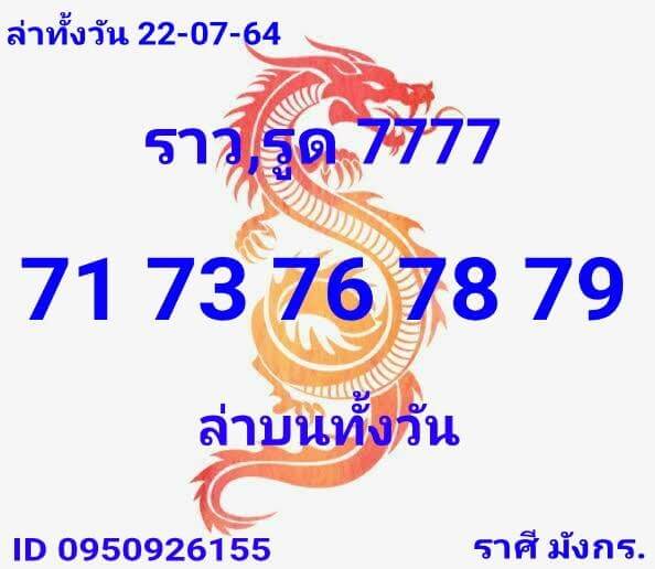 หวยหุ้น 22/7/64 ชุดที่ 1