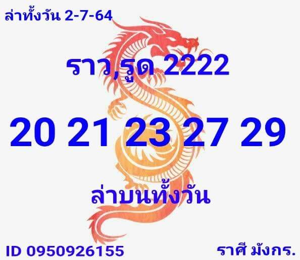 หวยหุ้น 2/7/64 ชุดที่ 1