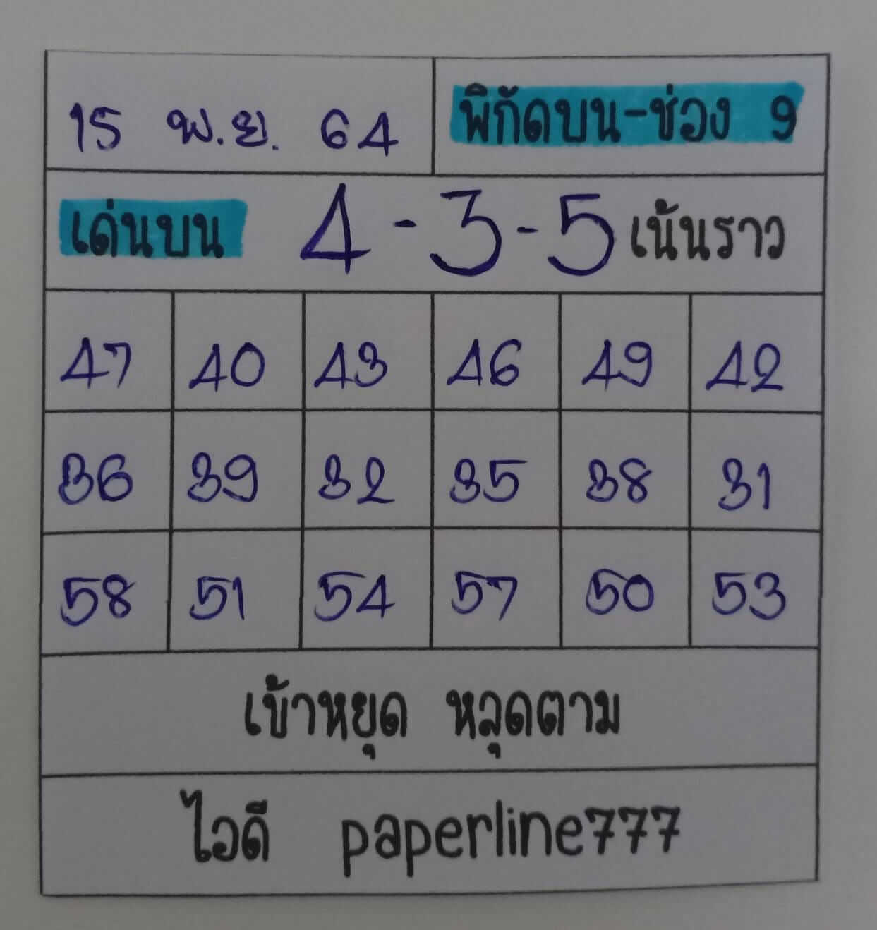 หวยหุ้น 15/11/64 ชุดที่ 9