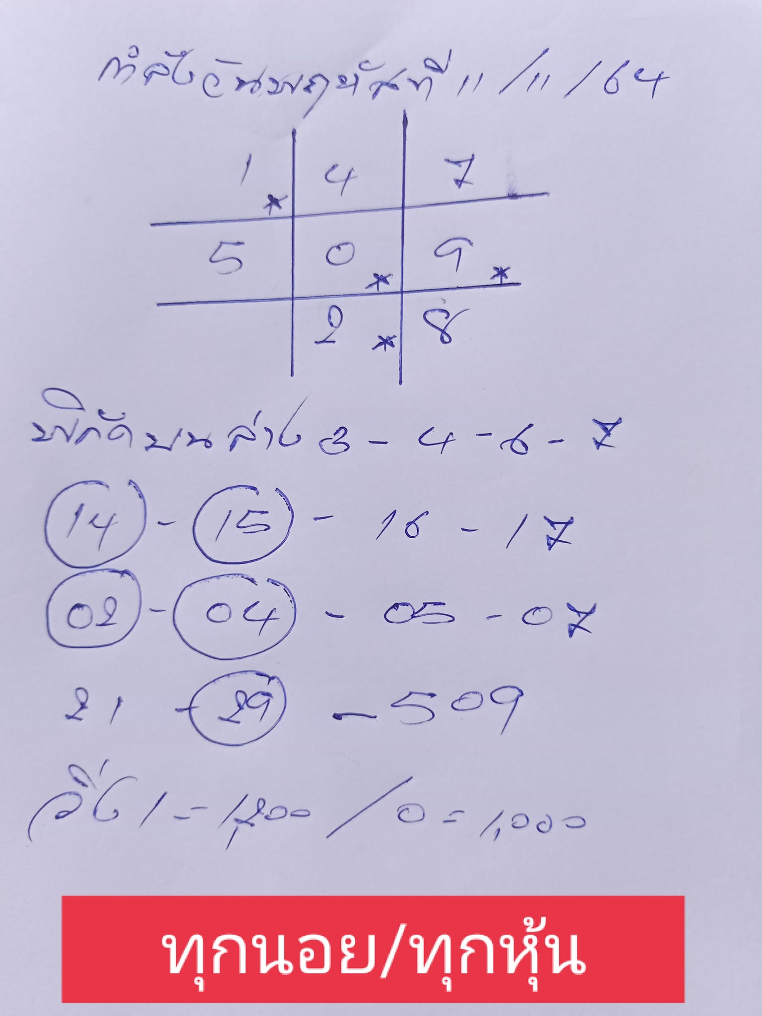 หวยฮานอย 11/11/64 ชุดที่ 3
