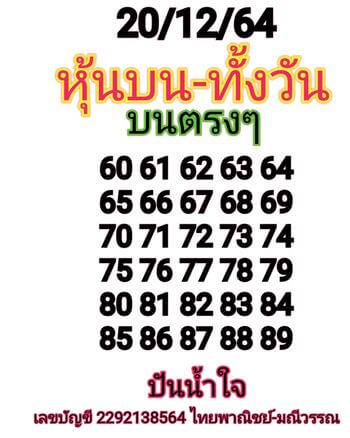 หวยหุ้น 20/12/64 ชุดที่ 8