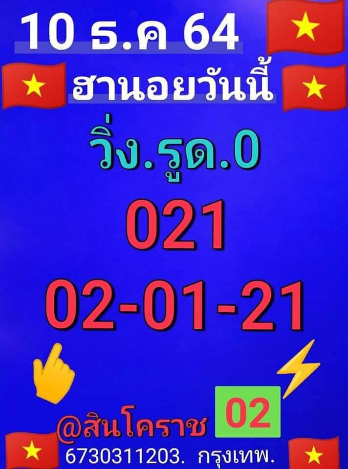 หวยฮานอย 10/12/64 ชุดที่ 1