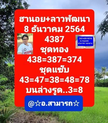 หวยฮานอย 8/12/64 ชุดที่ 9