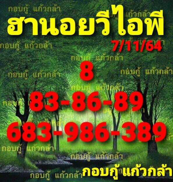 หวยฮานอย 7/12/64 ชุดที่ 1