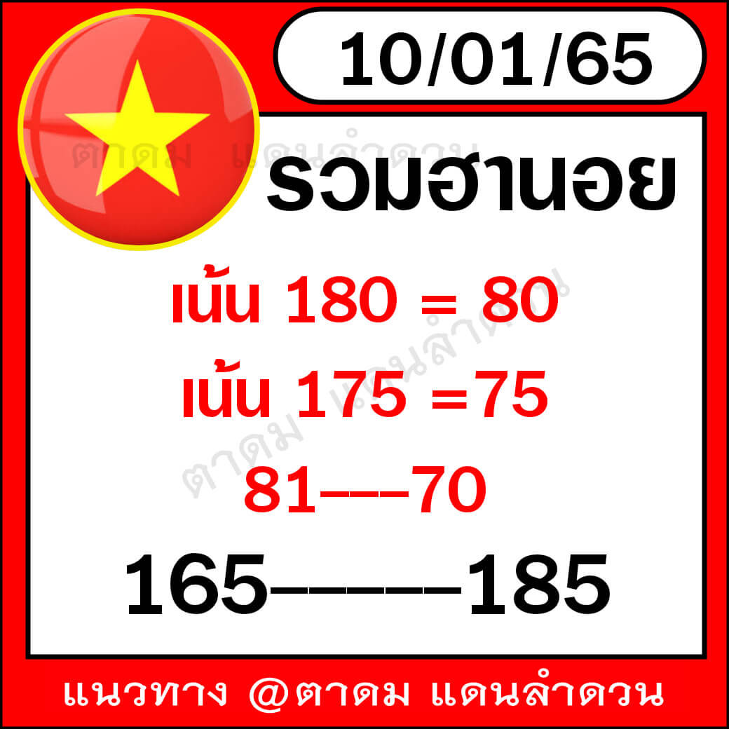 หวยฮานอย 10/1/65 ชุดที่ 1