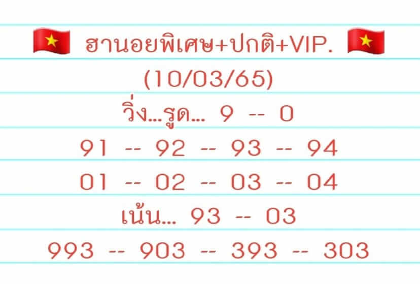 หวยฮานอย 10/3/65 ชุดที่ 10