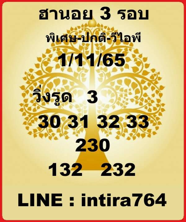 หวยฮานอย 1/11/65 ชุดที่ 3