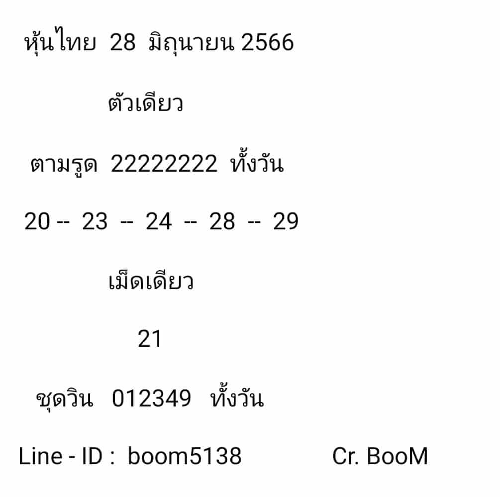 หวยหุ้น 28/6/66 ชุดที่ 3