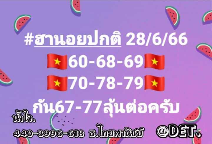 หวยฮานอย 28/6/66 ชุดที่ 7