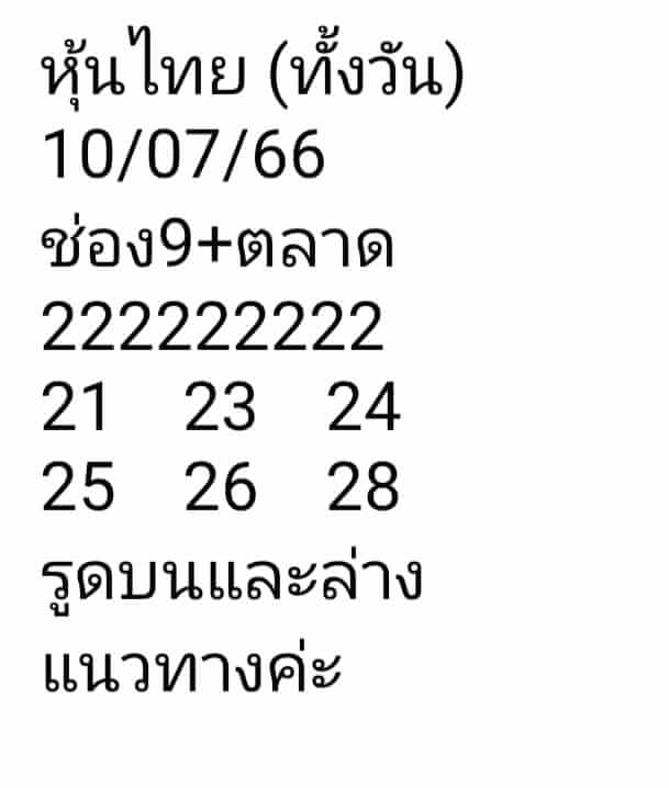 หวยหุ้น 10/7/66 ชุดที่ 10