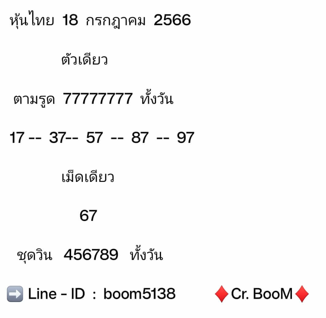 หวยหุ้น 18/7/66 ชุดที่ 3