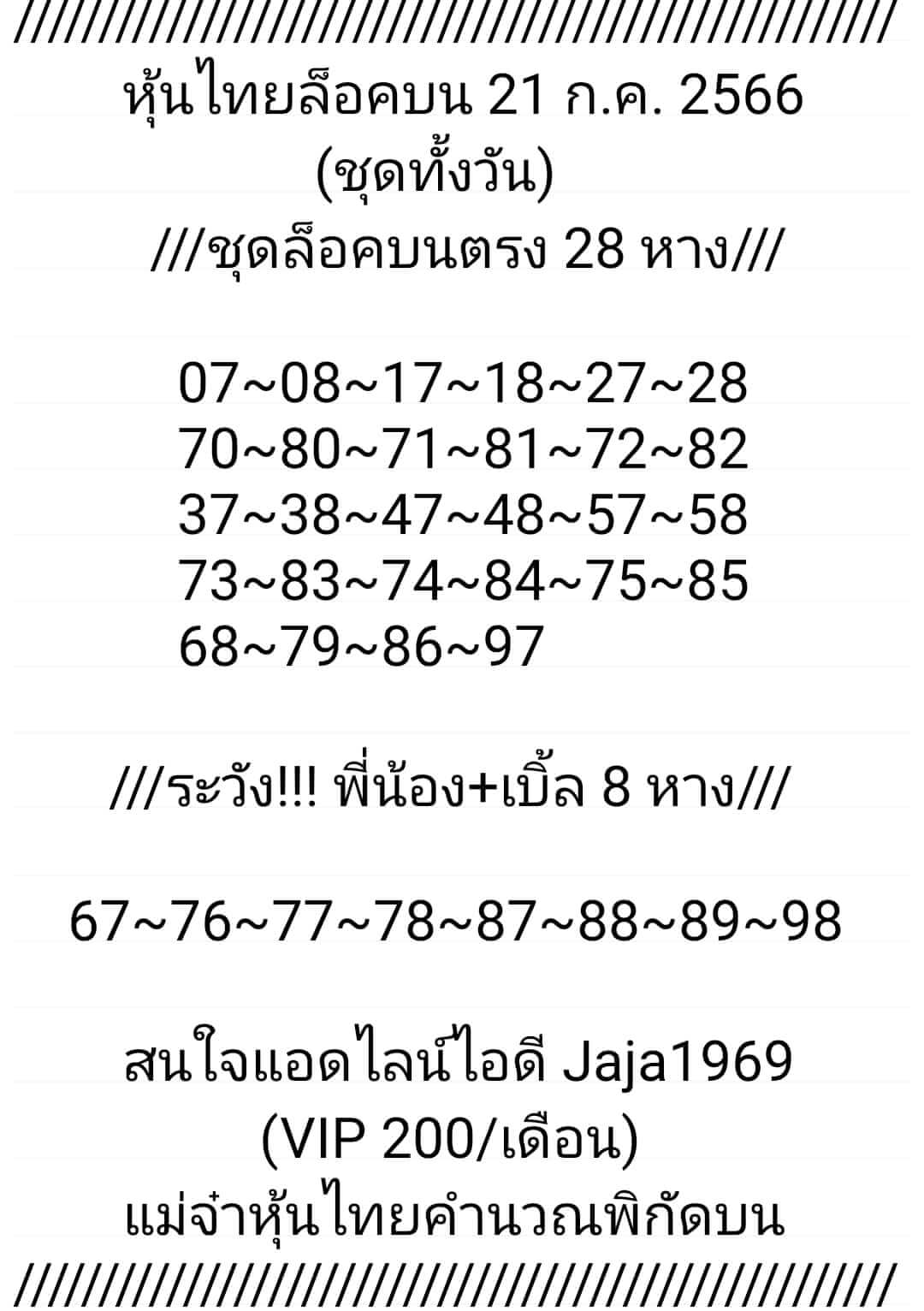 หวยหุ้น 21/7/66 ชุดที่ 8