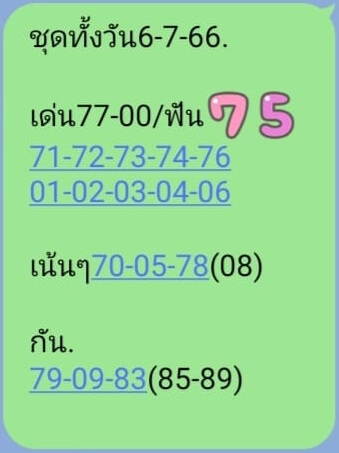 หวยหุ้น 6/7/66 ชุดที่ 9