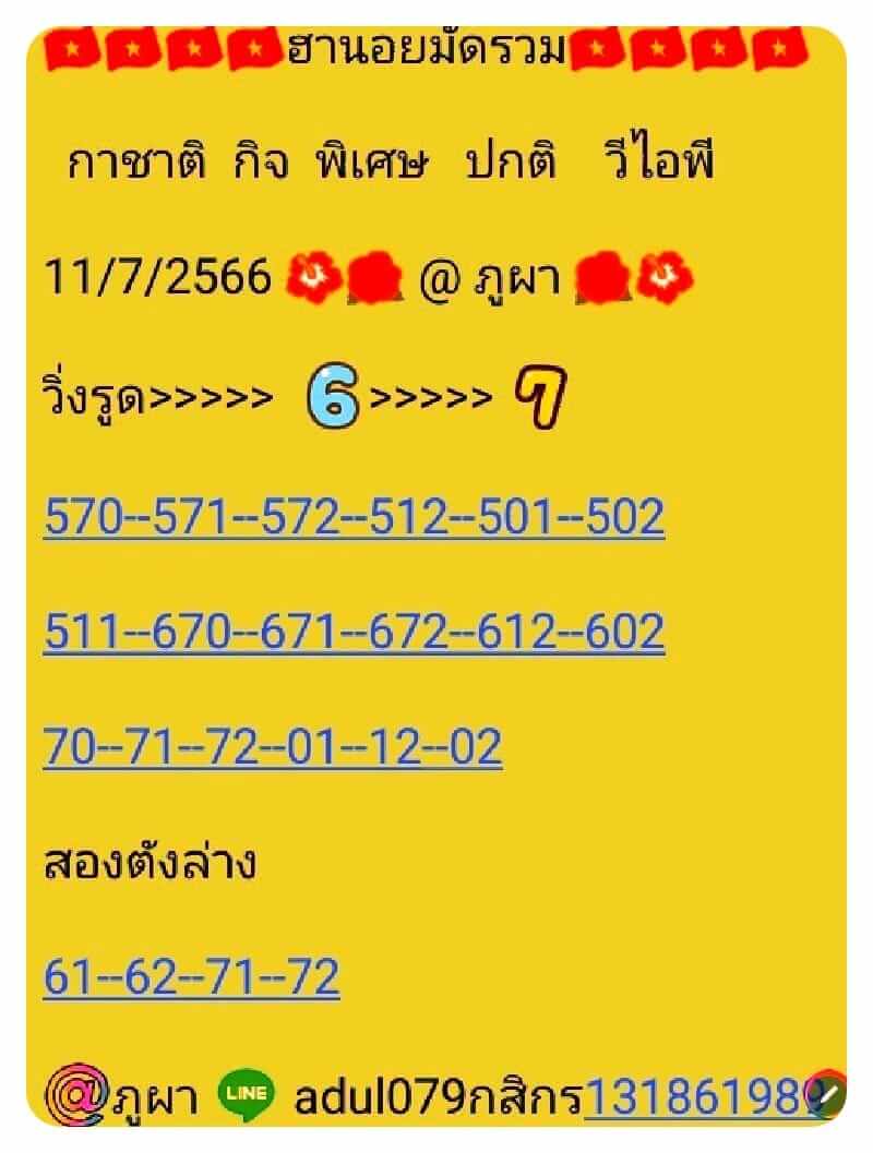 หวยฮานอย 11/7/66 ชุดที่ 3