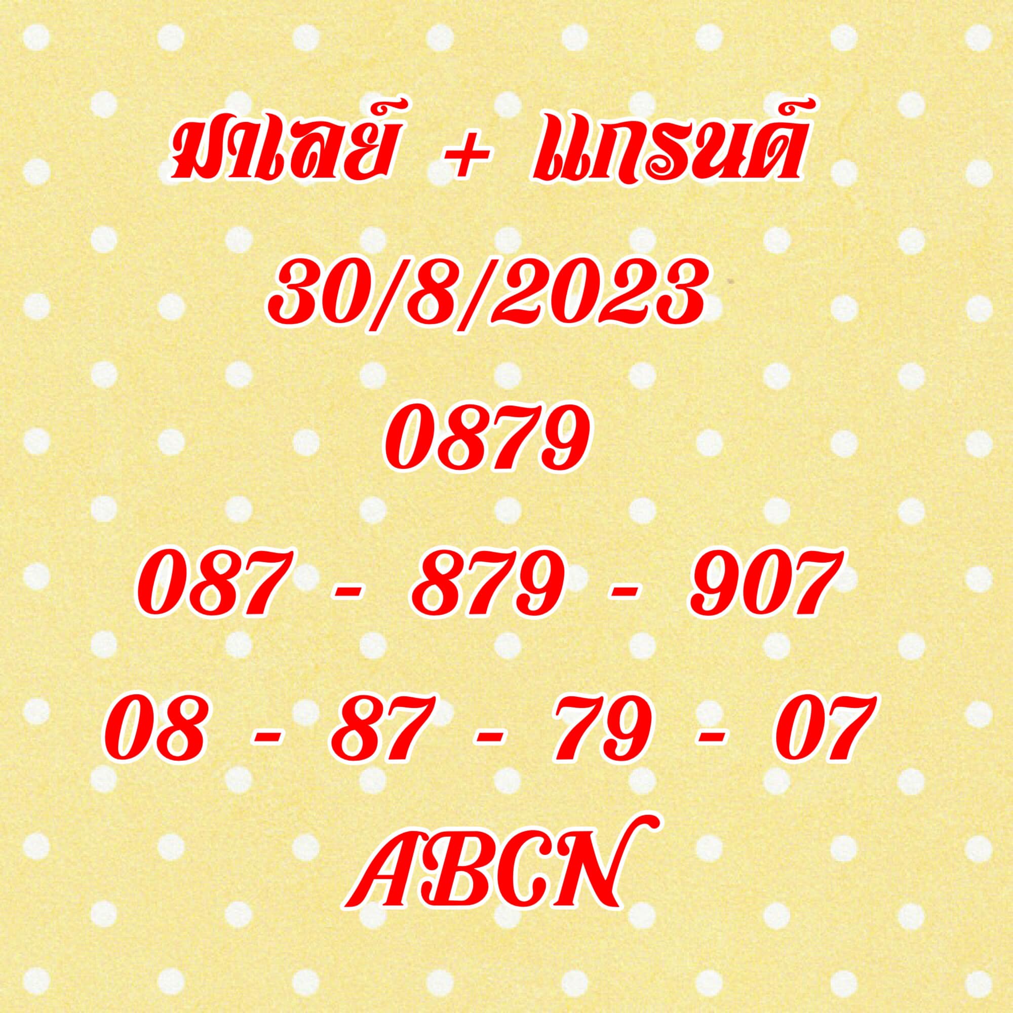 หวยมาเลย์ 30/8/66 ชุดที่ 9