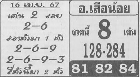 หวยอาจารย์เสือน้อย 16/4/67