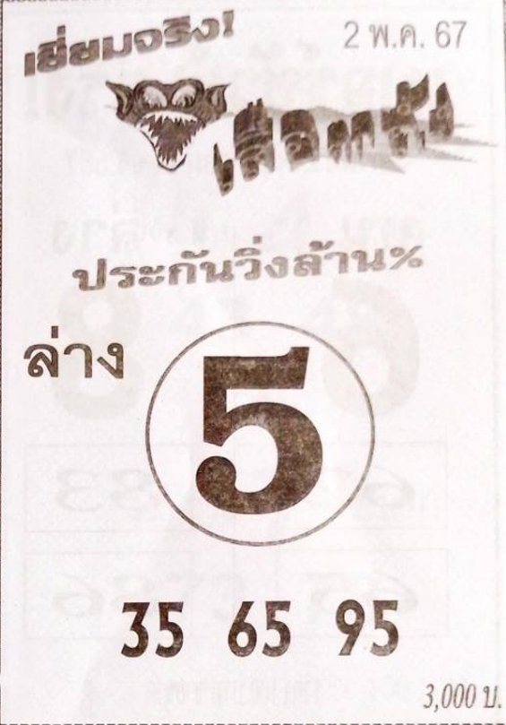 หวยเสือตกถัง 2/5/67