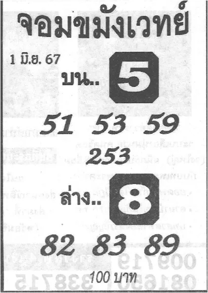 หวยจอมขมังเวทย์ 1/6/67